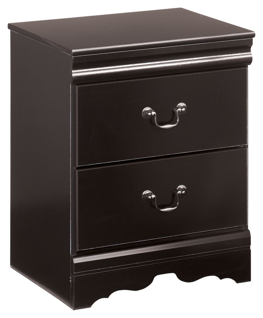 Huey - Black - Two Drawer Night Stand