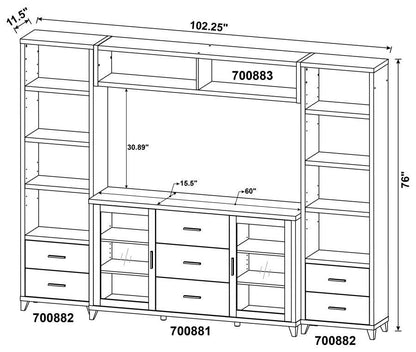 Lewes - 4 Piece TV Entertainment Center - Cappuccino