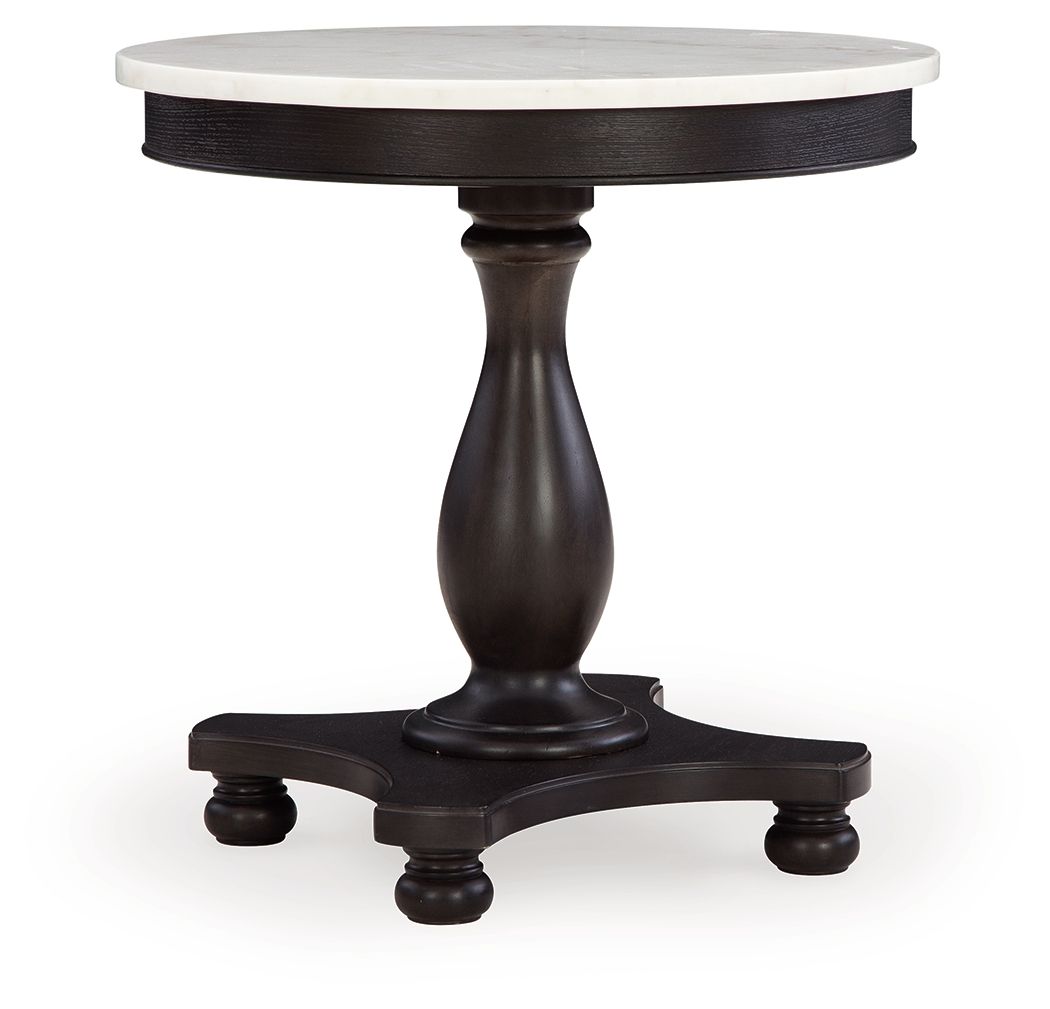 Henridge - Negro / Blanco - Mesa decorativa con base de pedestal