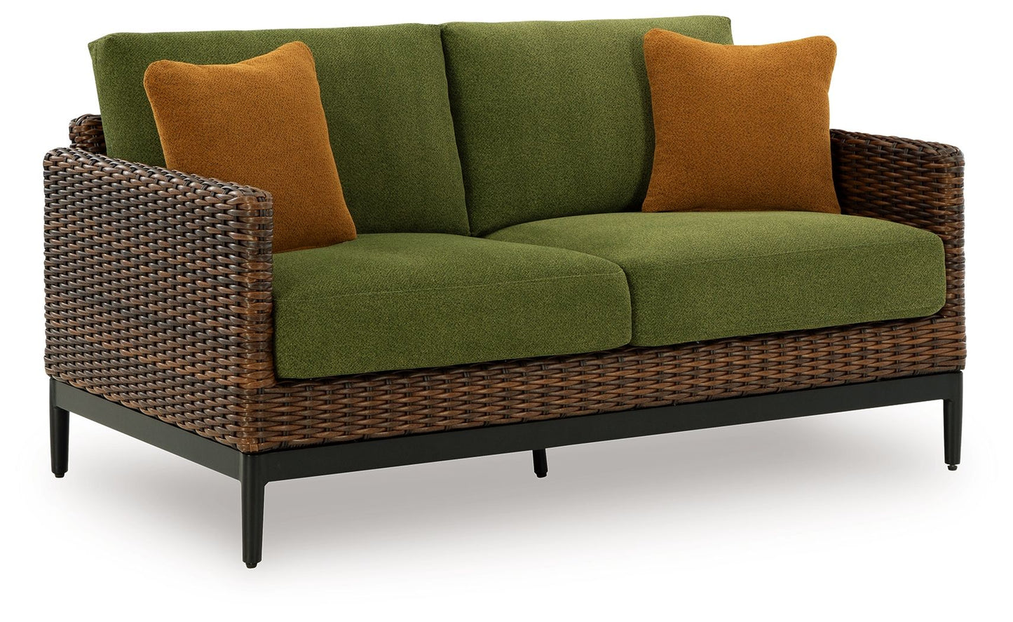 Horizon Hall - Brown / Green - Loveseat With Cushion