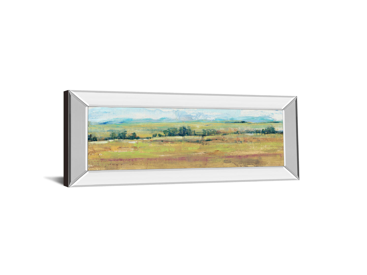 Distant Treeline Panel II By Tim Otoole - Mirror Framed Print Wall Art - Light Brown
