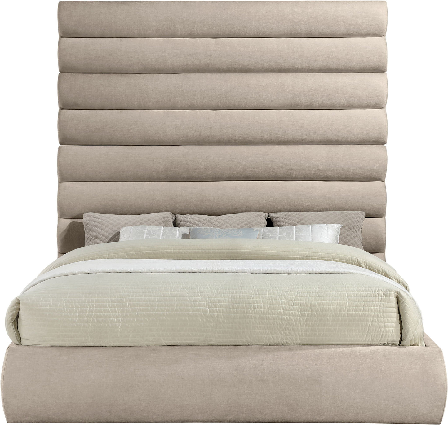 Adam - Chenille Fabric Bed With 89" Headboard
