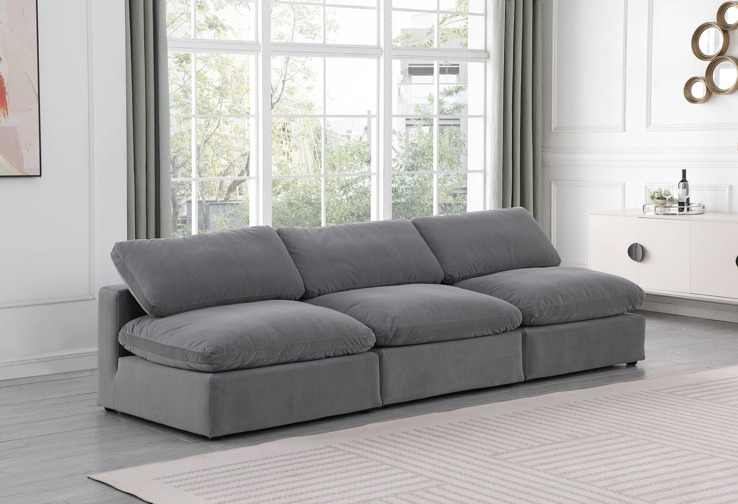Comfy - Velvet Modular Armless Sofa 3 Seats