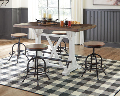 Valebeck - Blanco / Marrón - Mesa de comedor rectangular para mostrador
