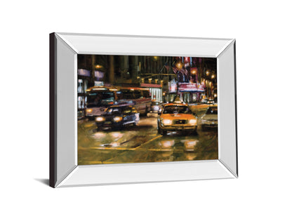 Radio City, New York City By Desmond O'hagan - Mirror Framed Print Wall Art - Light Brown