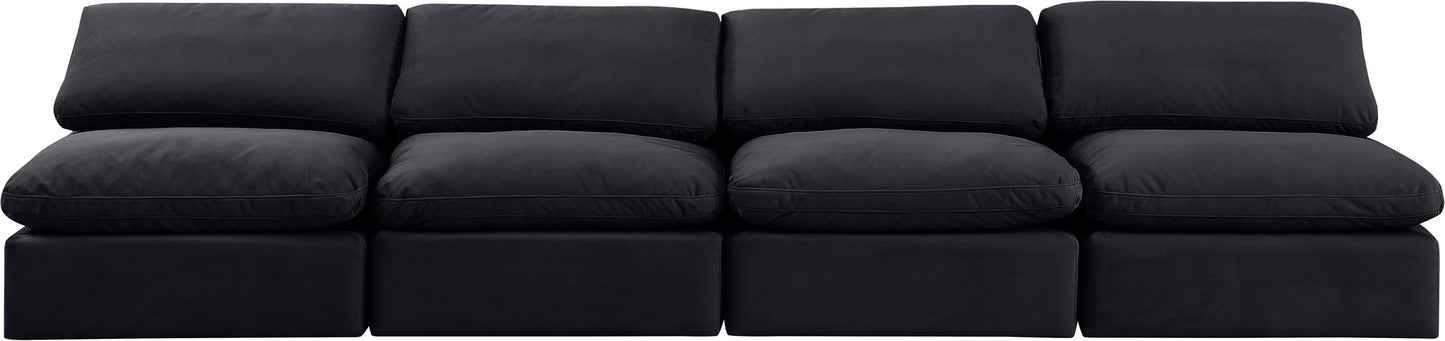 Indulge - Velvet 4 Seat Modular Armless Sofa