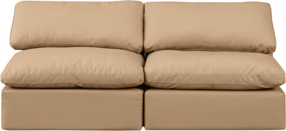 Indulge - Faux Leather 2 Piece Modular Armless Sofa - Tan