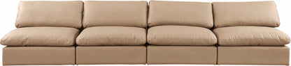Comfy - Faux Leather Modular Armless Sofa 4 Pieces - Tan