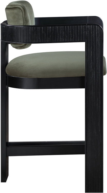 Sacha - Velvet Stool With Black Base