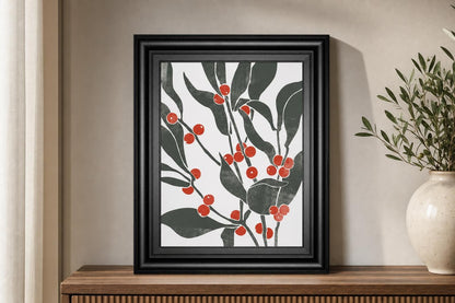 22x26 Colorblock Berry Branch II By Emma Scarvey - Dark Gray