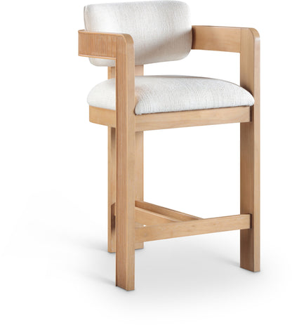 Sacha - Linen Stool With Natural Base