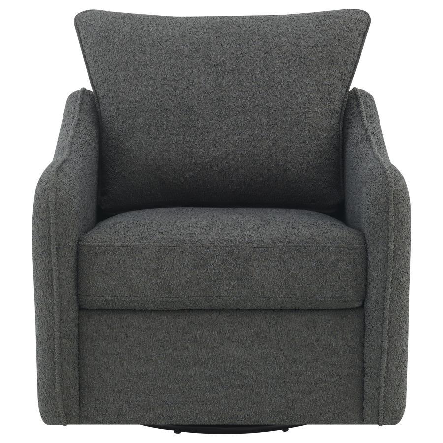 Madia - Silla planeadora giratoria tapizada Boucle - Gris carbón