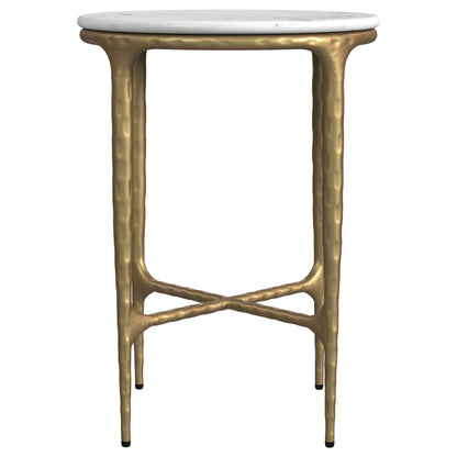 Baldwin - Round Marble Top Side Table - White And Gold