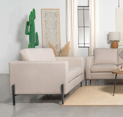 Tilly - Loveseat tapizado con brazos en riel - Avena