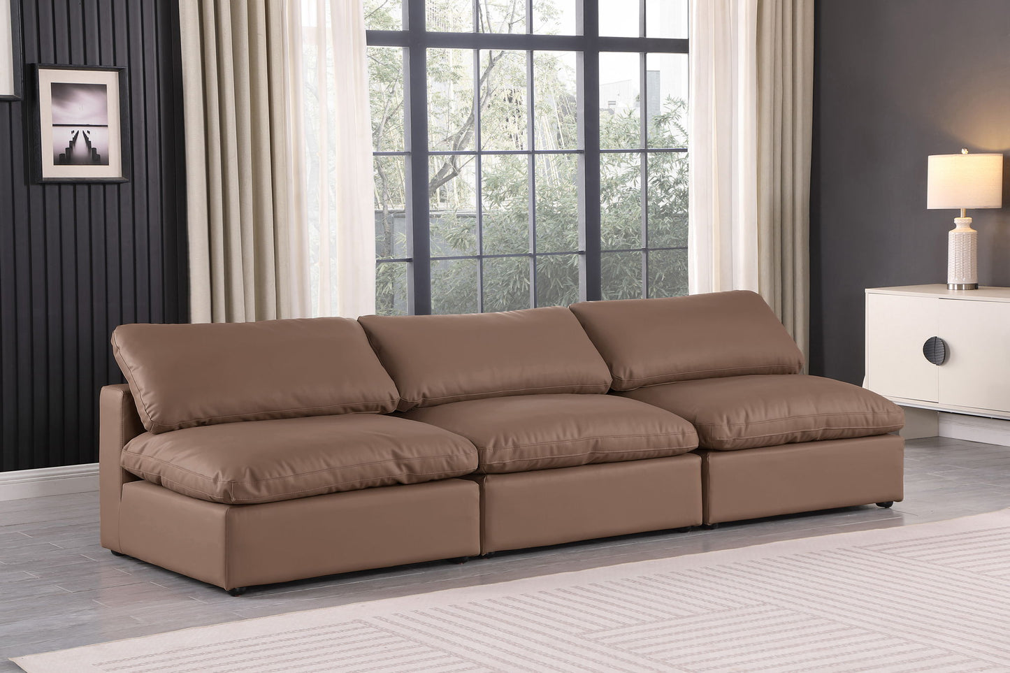 Comfy - Faux Leather Modular Armless Sofa 3 Seats