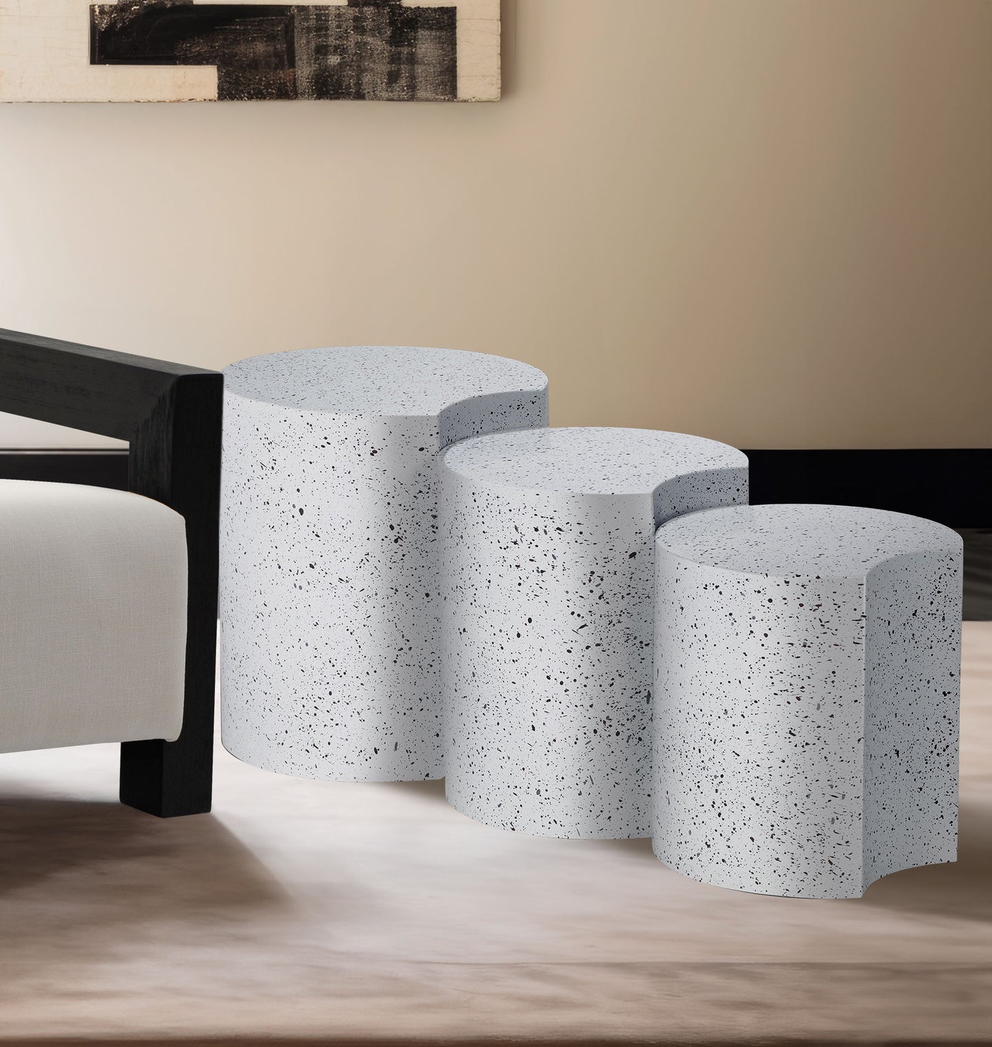 Dimple - 3 Piece Modular End Table - Terazzo Finish