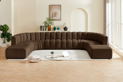 Arc - Velvet 10 Piece Modular Sofa - Brown