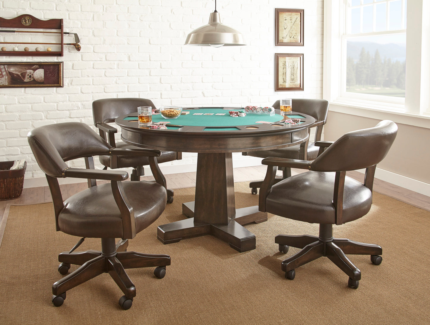 Ruby - 5 Piece Dining Set With Game Table - Brown