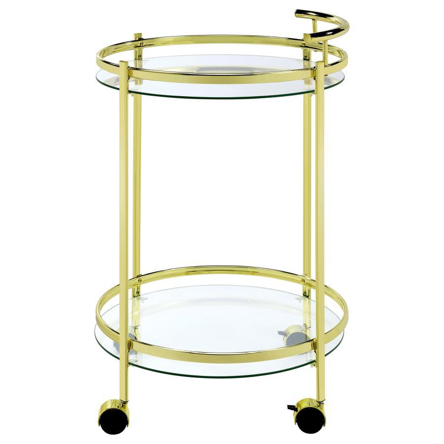 Chrissy - Round Glass Shelf Metal Bar Cart