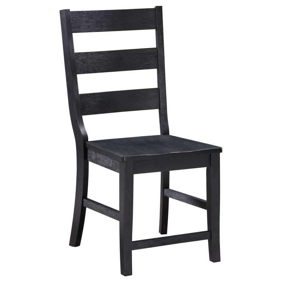 Newport - Silla auxiliar de comedor con respaldo de escalera (juego de 2) - Negro