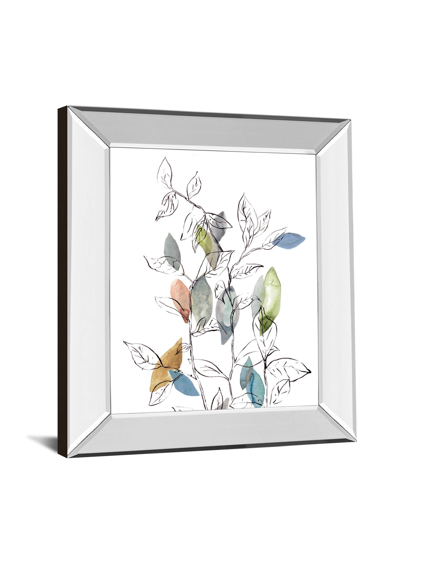 Spring Leaves I By Meyers, R. - Mirror Framed Print Wall Art - White