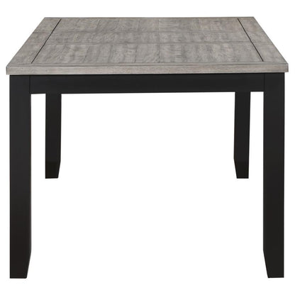 Elodie - Mesa de comedor rectangular con hoja extensible - Gris y negro