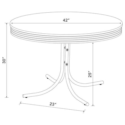 Retro - Mesa De Comedor Redonda - Blanco Brillo Y Cromo