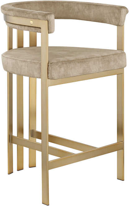 Marcello - Counter Stool With Brushed Gold Iron Frame (Set of 2) - Beige