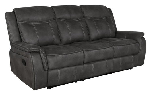 Lawrence - Upholstered Padded Arm Reclining Sofa - Charcoal