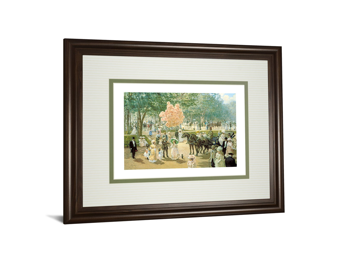 Balloon Seller By Alan Maley - Framed Print Wall Art - Green