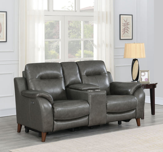 Trento - Dual Power Console Loveseat - Brown