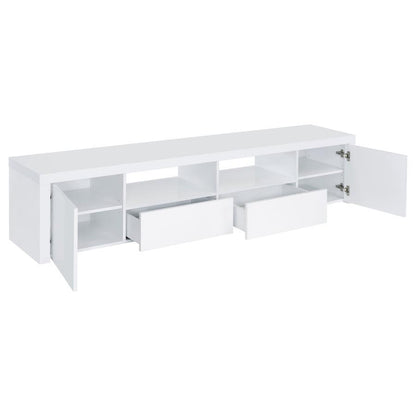Jude - Mueble para TV de 79" con 2 puertas y cajones - Blanco brillante