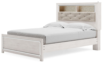 Altyra - Blanco - Cama Queen Panel Librería Con Lamas Enrollables