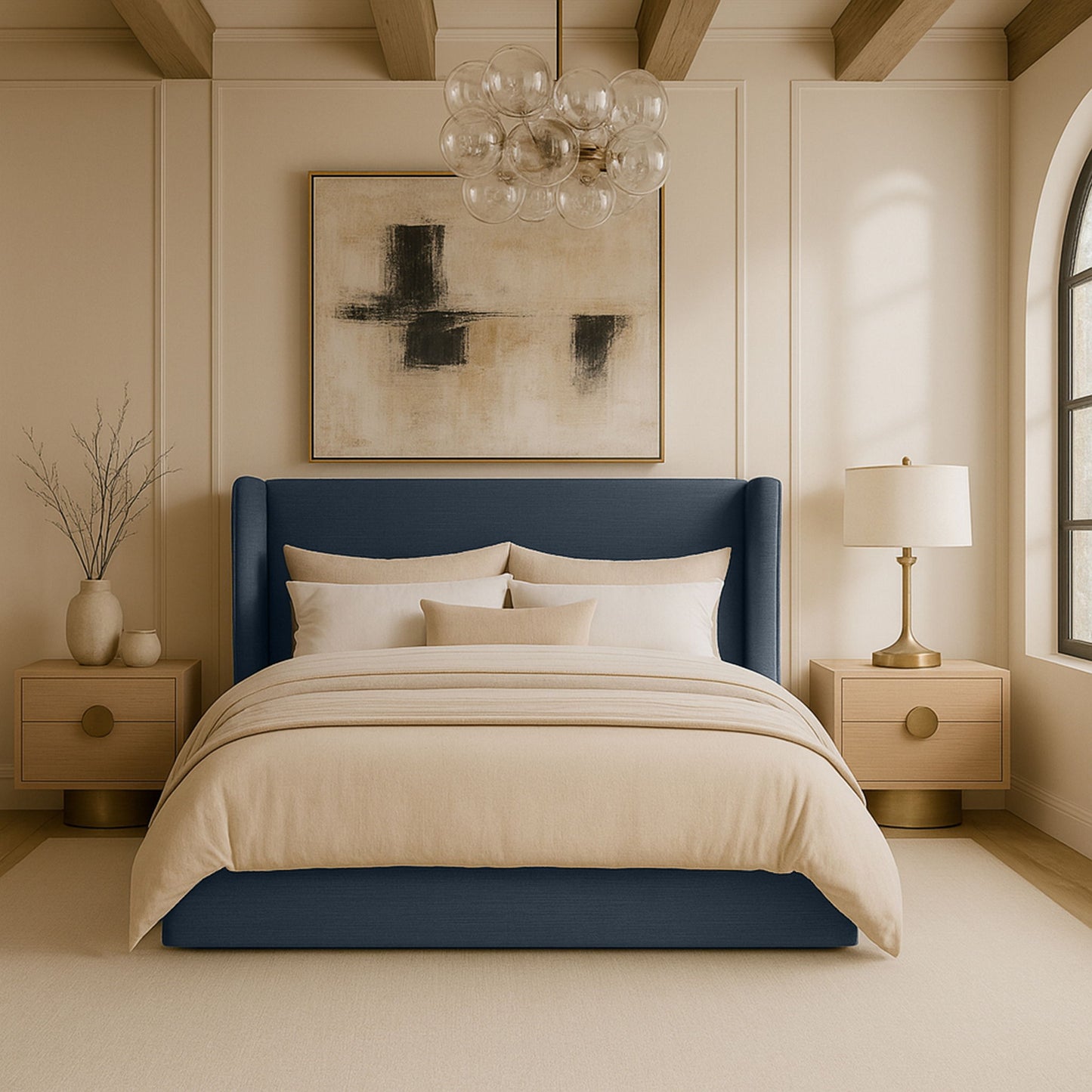 Kendall - Linen Textured Fabric Upholstered Bed