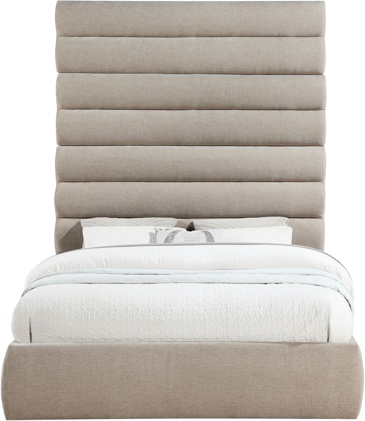 Adam - Chenille Fabric Bed With 89" Headboard