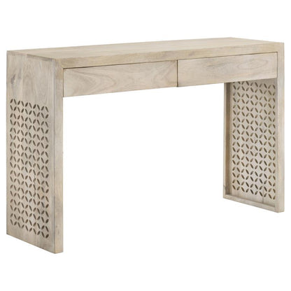 Rickman - Mesa consola rectangular con 2 cajones - Blanco lavado