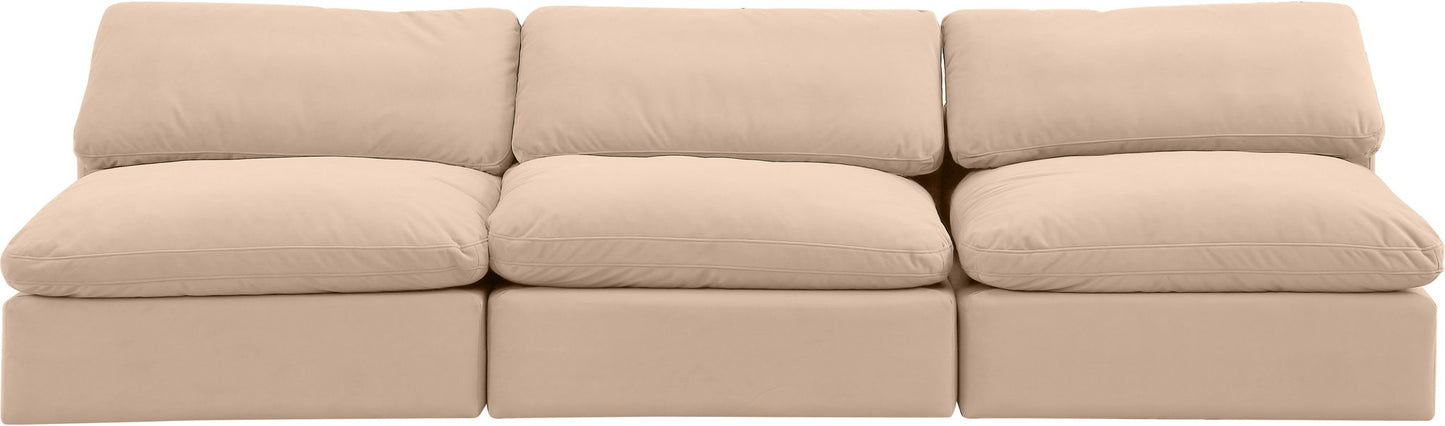 Comfy - Velvet Modular Armless Sofa 3 Seats