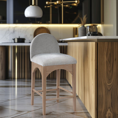 Waldorf - Chenille Stool With Natural Legs