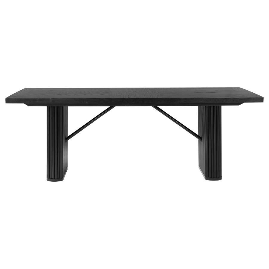 Catherine - Mesa de comedor rectangular con pedestal doble - Negro