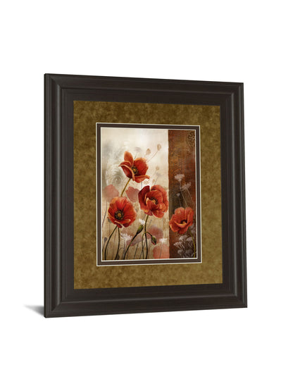 Wild Poppies Il By Conrad Knutsen - Framed Print Wall Art - Light Brown