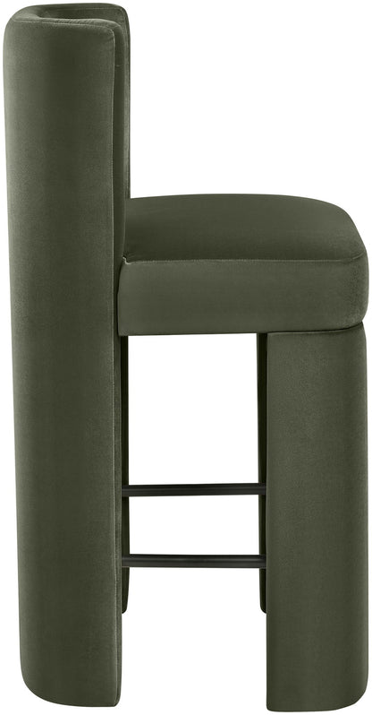 Zuno - Velvet Performance Fabric Upholstered Counter Stool (Set of 2)