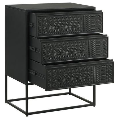 Alcoa - 3-Drawer Multi-Purpose Tall Accent Cabinet - Black