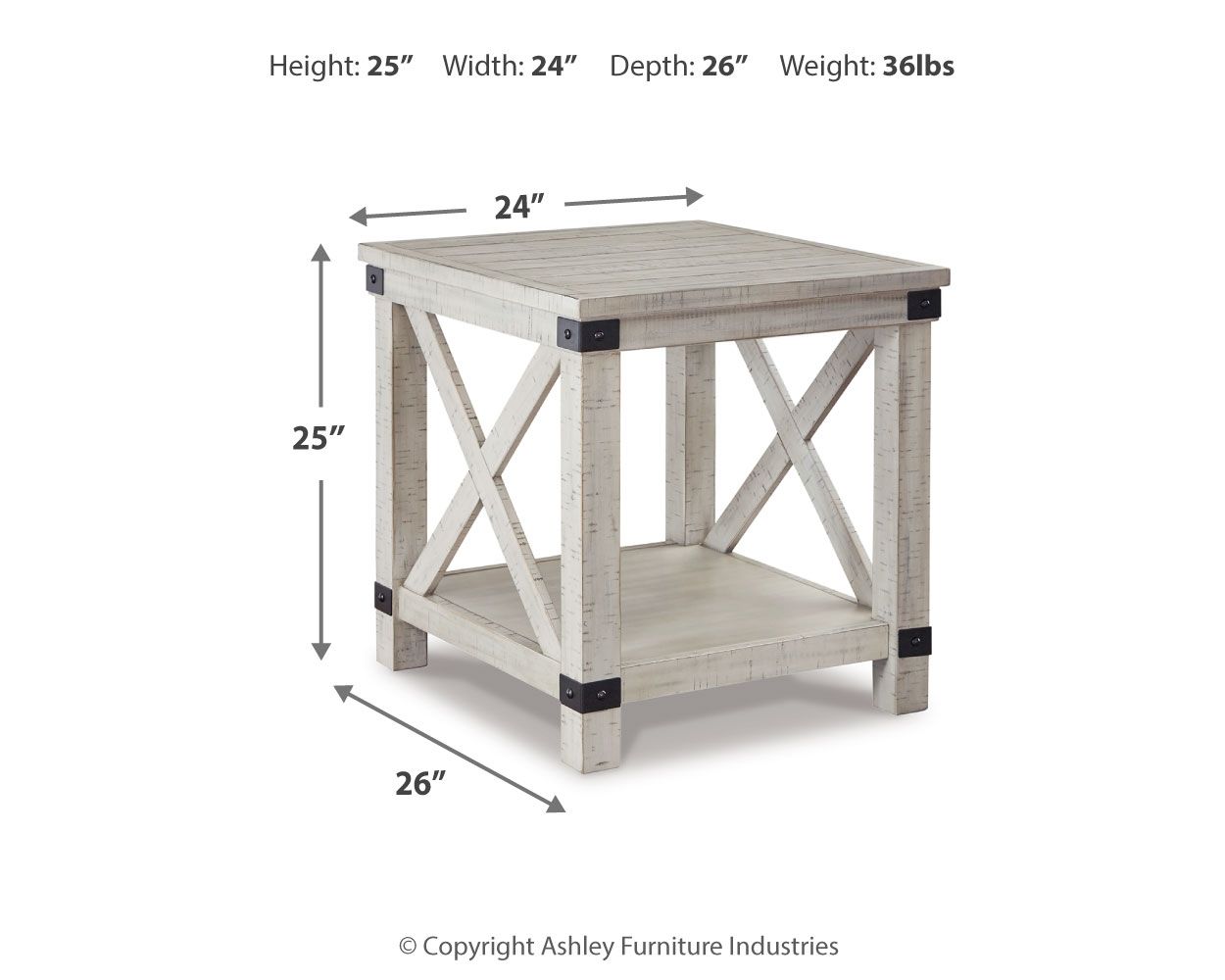 Carynhurst - Whitewash - Mesa auxiliar rectangular