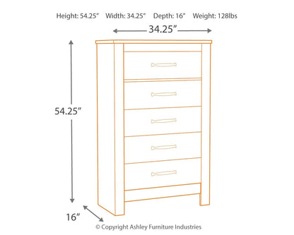 Bellaby - Whitewash - Five Drawer Chest