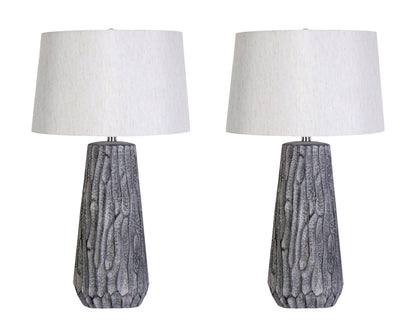"Textured Elegance" Ceramic Table Lamp (Set of 2) - Gray