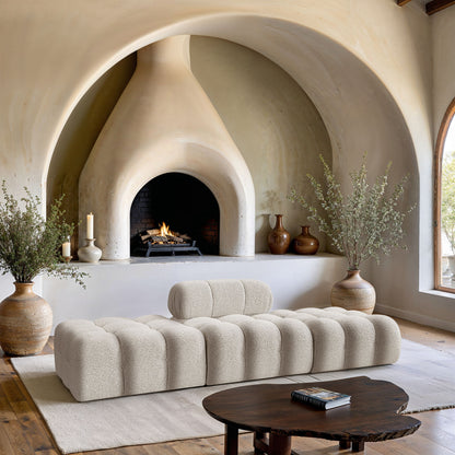 Ames - 3 Piece Boucle Upholstered Modular Sofa With 2 Backless Seats