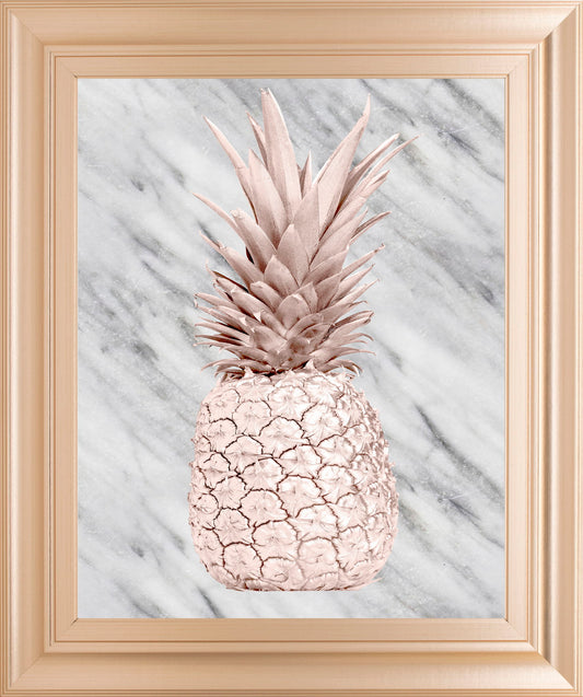 Rose Pineapple On Marble By Nature Magick - Framed Print Wall Art - Beige
