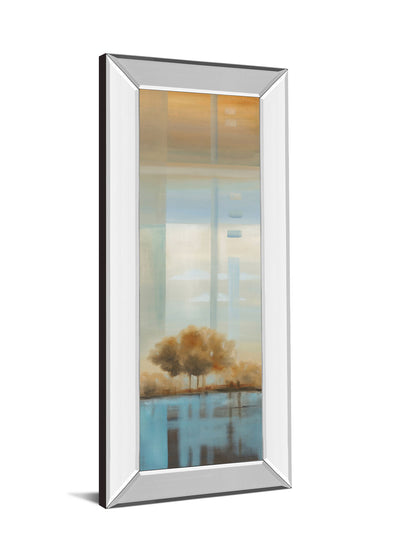 Window On The Word Il By Carol Robinson - Mirror Framed Print Wall Art - Light Blue