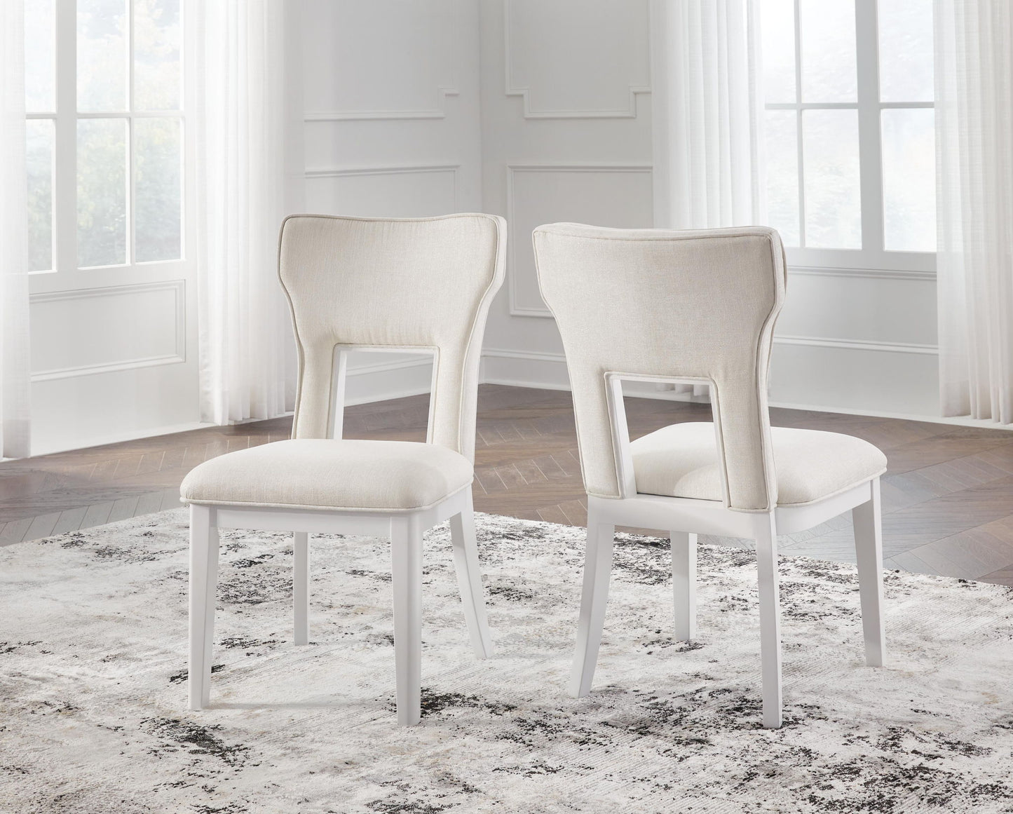 Chalanna - Blanco - Silla auxiliar tapizada de comedor (juego de 2)