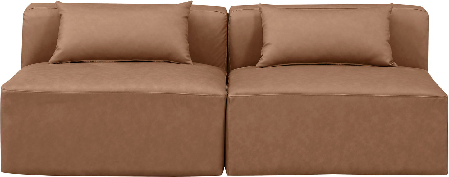 Cube - Modular 2 Piece Armless Sofa - Light Brown